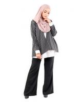 QA-484 Modern Striped Women Blouse Black