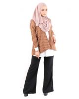 QA-484 Modern Striped Women Blouse Coffee
