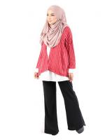 QA-484 Modern Striped Women Blouse Red