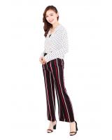 QA-503 Women's Stripped Palazzo Black Red