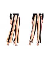 QA-519 Multicolor Striped Pants Light Yellow