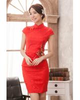 JW5077 Trendy Two Piece Cheongsam Red