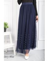 QA-544 VOGUE FLARED SKIRT NAVY BLUE
