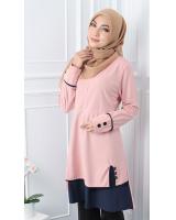 QA-545 MUSLIMAH TUNIC TOP LIGHT PINK