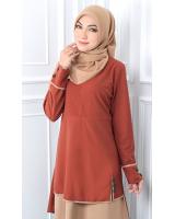 QA-545 MUSLIMAH TUNIC TOP BROWN