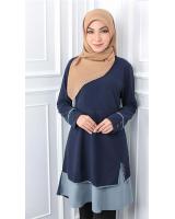 QA-545 MUSLIMAH TUNIC TOP NAVY BLUE