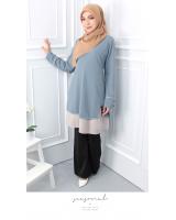 QA-545 MUSLIMAH TUNIC TOP BLUE GREY