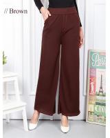 QA-588 WIDE LEG PANTS BROWN