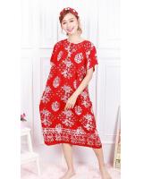 QA-603 Kaftan Button Sleeping Dress Red