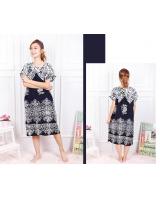 QA-613 WOMEN'S KAFTAN SLEEPING DRESS NAVY BLUE