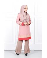 QA-632 TRI COLORS LAYERED BLOUSE PINK