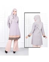 QA-632 TRI COLORS LAYERED BLOUSE GREY