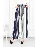 QA-633 PRINTED FLARE PANTS NAVY BLUE