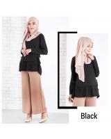 QA-643  SIDE RIBBON BLOUSE BLACK