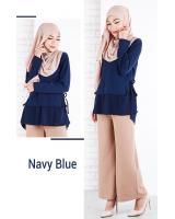 QA-643  SIDE RIBBON BLOUSE NAVY BLUE