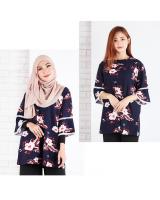 QA-648 FLORAL AMANDA BLOUSE NAVY FLORAL
