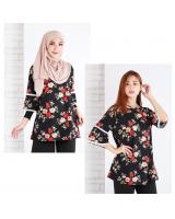 QA-648 FLORAL AMANDA BLOUSE RED ROSE