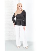 QA-653 BELLA  LONG SLEEVES BLOUSE BLACK
