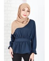 QA-653 BELLA LONG SLEEVES BLOUSE NAVY BLUE