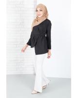 QA-655 LILY PEPLUM BLOUSE BLACK