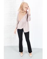 QA-655 LILY PEPLUM BLOUSE NUDE