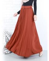 QA-658 ISABELLE PLEATED MAXI SKIRT BROWN
