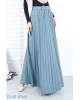 QA-658 ISABELLE PLEATED MAXI SKIRT DUST BLUE