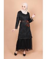 QA-752 FLORAL LACE DRESS BLACK