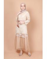 QA-752 FLORAL LACE DRESS CREAM