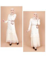 QA-752 FLORAL LACE DRESS WHITE