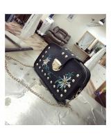 KW80812 Embroidery Women's Sling Bag Black