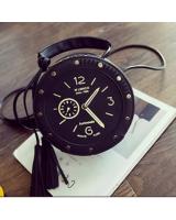KW80824 Round Clock Women's Sling Bag Black