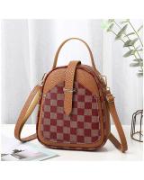 KW80829 Women's Checker Sling Bag Brown Brown Square
