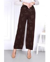 QA-819 FLOWER PRINTED PANTS BROWN