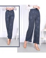 QA-819 FLOWER PRINTED PANTS GREY