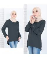 QA-823 PLUS SIZE SOLID BLOUSE DARK GREY