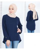 QA-823 PLUS SIZE SOLID BLOUSE NAVY BLUE
