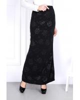 QA-829 FLOWER MERMAID SKIRT BLACK