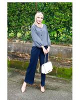 QA-832 PLEATED CASUAL PANTS NAVY BLUE