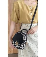 KW80898 Daisy Printed Korean Backpack Black
