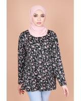 QA-835 FLORAL PRINTED BLOUSE BLACK 01