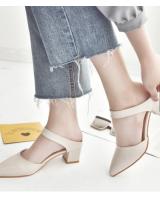 KL792 - Fashion Soft PU Heels Cream