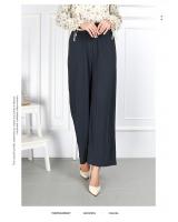 QA-859 - Trendy Elastic Pleated Pant Dark Grey