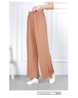 QA-859 - Trendy Elastic Pleated Pant Light Brown