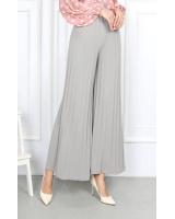 QA-869 - Pleated Wide Leg Palazzo Light Grey
