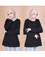 QA-870 - Fashion Dual Sleeve Classic Blouse Black