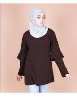 QA-870 - Fashion Dual Sleeve Classic Blouse Brown
