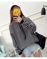 QA-874 - Fashion Stripe Hooded Top Black