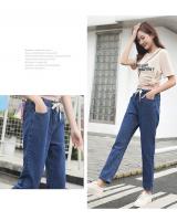 QA-887 Fashion Elastic Waist Denim Pant Dark Blue