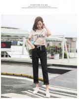 QA-887 Fashion Elastic Waist Denim Pant Black